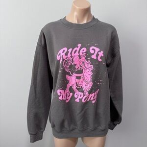 Girl Tribe Co Charlotte NC Ride It My Pony Santa Christmas Sweatshirt Reindeer